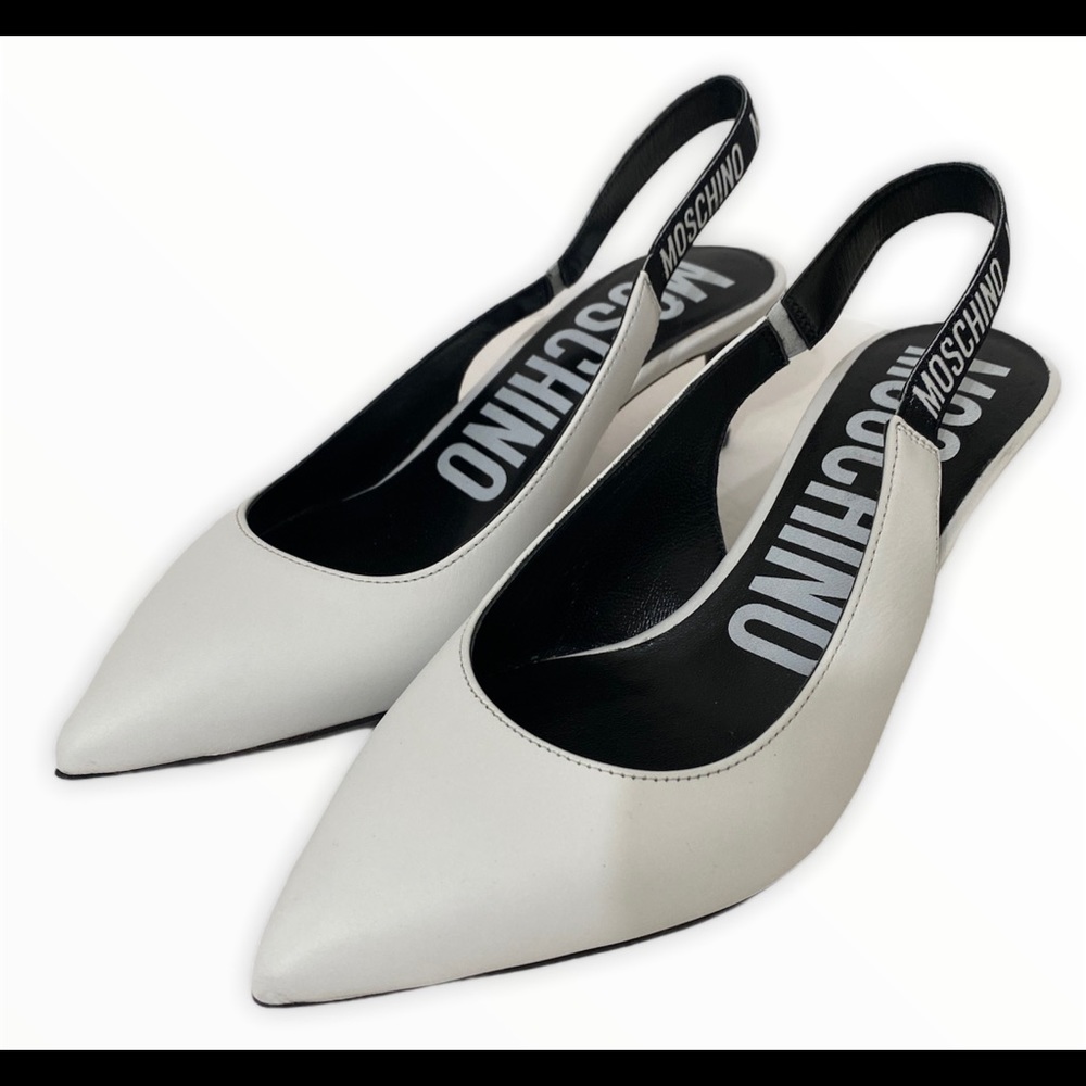 NEW MOSCHINO Couture Logo Strap Slingbacks